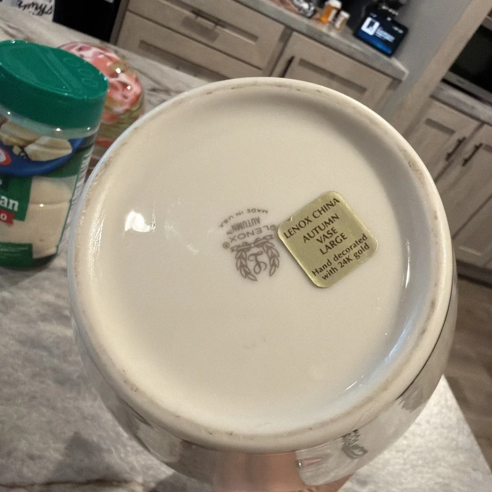 Vtg Y2K Lenox China Large Autumn Vase Hand Decorated With 25K Gold  8
